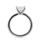 3Ct Princess Cut Diamond Solitaire Ring 14K White Gold Finish with Round Accents