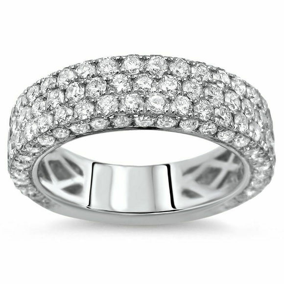 4.5Ct Round Cut Diamond Elegant Eternity Wedding Band Ring 14K White Gold Finish