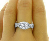 2ct Round Diamond Engagement Ring Twist Split Shank Solitaire 14k WhiteGold Over