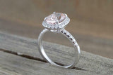 2.2ct Oval Cut Peach Morganite Engagement Ring 14k Rose Gold Finish Diamond Halo