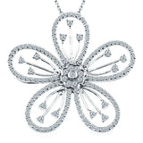 2.2ct Round Cut Diamond Pendant with Chain Flower Design 14k White Gold Finish