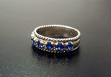 1.4ct Round Cut Blue Sapphire Braided Vintage Inspired Band 14k White Gold Over