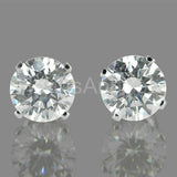 2ct Round Cut Moissanite Solitaire Stud Earrings For Women 14k White Gold Plated