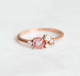 1.1ct Round Cut Peach Morganite Five Stone Engagement Ring 14k Rose Gold Finish