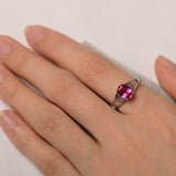 1ct Engagement Ring Oval Cut Pink Ruby Heart Split Shank 14k White Gold Finish