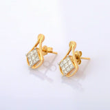 1.65ct Drop Earrings Princess Cut Diamond Geometric 14k Yellow Gold Finish