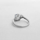 3ct Round Cut Diamond Swirl Twist Solitaire with Accent Ring 14k White Gold Over