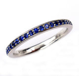 1Ct Round Cut Blue Sapphire Full Eternity Wedding Band 18K White Gold Finish