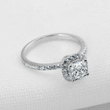 2ct Princess Diamond Engagement Ring Halo 14k White Gold Over with Round Accents