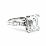 2.6ct Emerald Cut Diamond Engagement Ring Asscher Accents 14k White Gold Finish