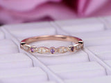 1ct Round Purple Amethyst Wedding Band Vintage Half Eternity 18k Rose Gold Over