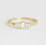 1.2ct Baguette Cut Diamond Engagement Ring 14k YellowGold Finish Five Stone Step