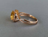 2ct Pear Cut Yellow Sapphire Halo Infinity Engagement Ring 14k Rose Gold Finish