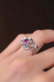 1ct Round Pink Sapphire Engagement Ring Flower Leaf Solitaire 14k WhiteGold Over