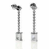 2ct Radiant Round Chain Vertical Drop Dangle Earring Women 14k White Gold Finish