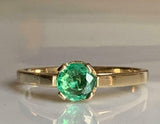 1.4ct Engagement Ring Round Cut Green Emerald Solitaire 14k Yellow Gold Finish