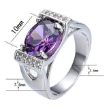 2.3ct Oval Cut Purple Amethyst Engagement Ring 14k White Gold Finish Stackable