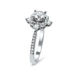 2.5Ct Round Cut Diamond Unique Halo Design Engagement Ring 14K White Gold Finish