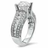 4Ct Round Cut Diamond Vintage Solitaire with Accents Ring 14K White Gold Finish