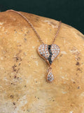 1ct Round Cut Diamond Pendant with Chain Heart Shape Cluster 14k RoseGold Finish