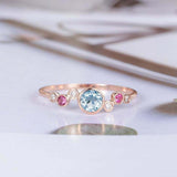 1ct Round Blue Aquamarine Engagement Ring Bezel Set Solitaire 14k Rose Gold Over