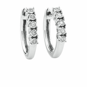 2ct Round Cut VVS1D Diamond Five Stone Huggies Earrings 14k White Gold Finish