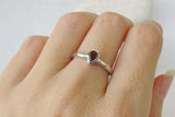 0.5ct Pear Cut Red Garnet Engagement Ring Bezel Set Solitaire 14k WhiteGold Over