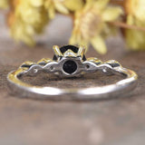 1ct Round Cut Black Diamond Engagement Ring Five Stone 14k White Gold Finish