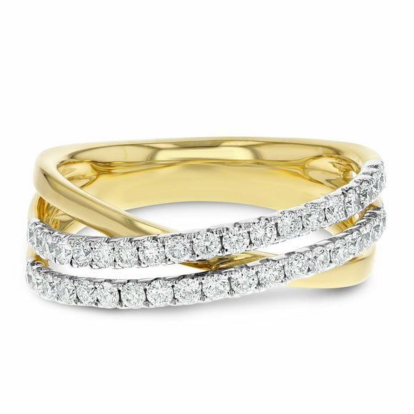 2ct Wedding Ring Band Round Cut Diamond Stylish Split Design 14k DualGold Finish