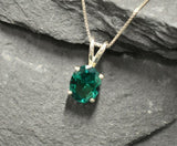 2ct Green Emerald Pendant Oval Cut Solitaire Women 14k Yellow Gold Over NO CHAIN