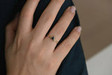 0.4ct Trillion Cut Black Diamond Engagement Ring 14k Yellow Gold Over Minimalist