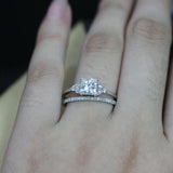 2ct Princess Cut VVS1D Diamond Engagement Ring 14k White Gold Finish Bridal Set