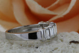 Anniversary Bar Set Wedding Ring Band 0.8ct Baguette Diamond 14k White Gold Over