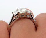 2.5Ct Emerald Cut Diamond Solitaire Trilogy Engagement Ring 14K White Gold Over