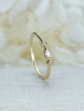 0.6ct Marquise Diamond Engagement Ring Minimalist Trilogy 14k Yellow Gold Finish