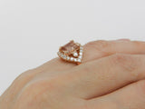 2ct Emerald Cut Peach Morganite Halo Stylish Engagement Ring 14k Rose Gold Over