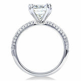 4Ct Cushion Cut Diamond Iced Shank Solitaire Engagement Ring 14K White Gold Over