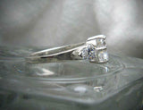 Pear Accents Trilogy Engagement Ring 2ct Heart Cut Diamond 14k White Gold Finish