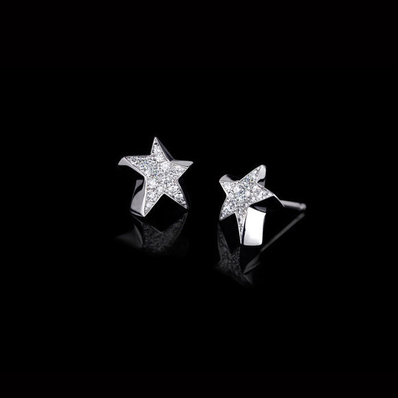 1ct Round Cut VVS1 Diamond Thick Star Party Stud Earrings 14k White Gold Finish