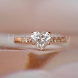 1ct Heart Simulated Diamond Solitaire with Accents Ring 14K Yellow Gold Plated