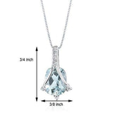 2Ct Elongated Cushion Cut Blue Aquamarine Pendant 14K White Gold Finish NO CHAIN