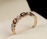 0.3Ct Round Cut Diamond Minimalist Hollow Stackable Ring 14K Rose Gold Finish