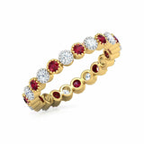 2Ct Round Cut Pink Ruby Diamond Eternity Wedding Band 14K Yellow Gold Finish