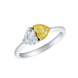 1.5Ct Heart Cut Yellow Sapphire Diamond Two Stone Ring 14K White Gold Finish