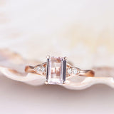 1.2ct Emerald Cut Peach Morganite Solitaire Engagement Ring 18k Rose Gold Finish