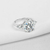 3ct Round Cut Diamond Engagement Ring Pear Accent Trilogy 14k White Gold Finish