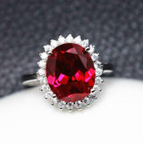 3ct Oval Cut Pink Ruby Diamond Floral Halo Solitaire Ring 14k Rose Gold Finish