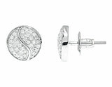 0.25ct Round Cut VVS1D Diamond Yin Yang Stud Earrings Women 14k WhiteGold Finish