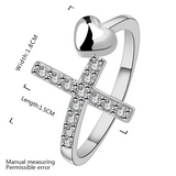 2Ct Round Cut Diamond Cross Heart Promise Statement Ring 14K White Gold Finish