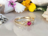 1ct Round Cut Pink Ruby Engagement Ring 14k YellowGold Finish 5 Stone Minimalist